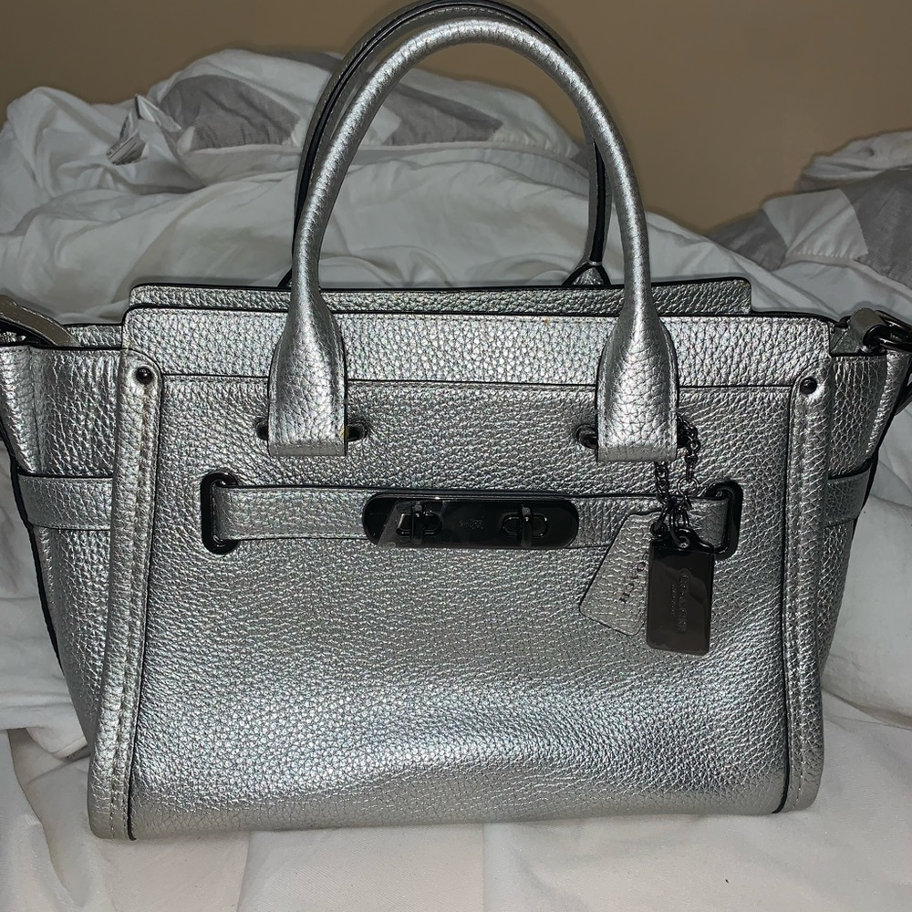 Beautiful authentic Coach silver crossbody